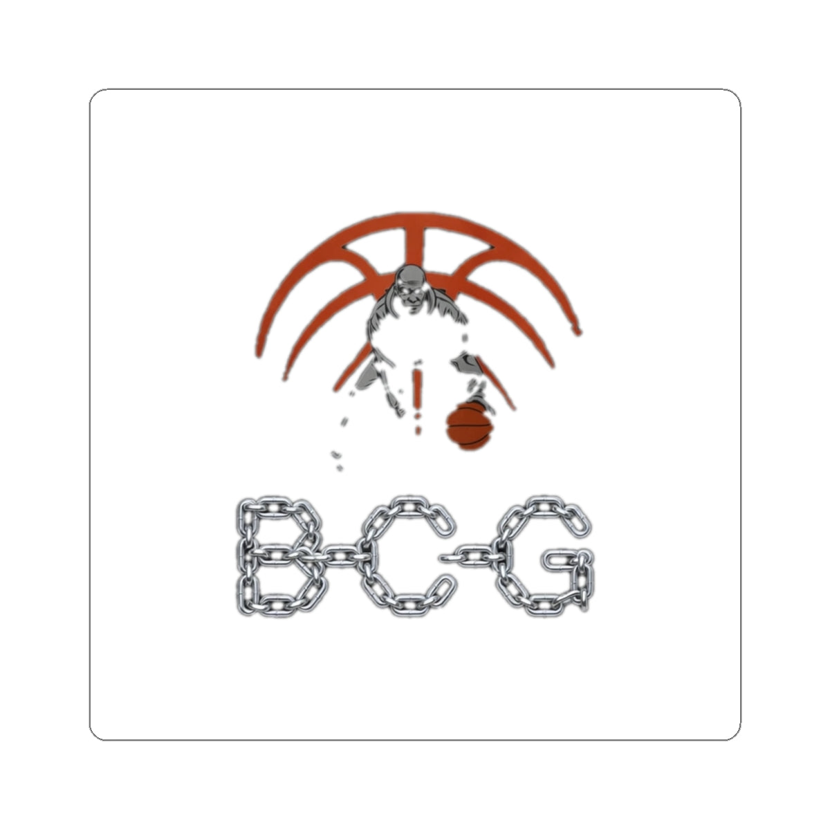 Basketball Skull Sticker — BCG Chain Logo Kiss-Cut Decal