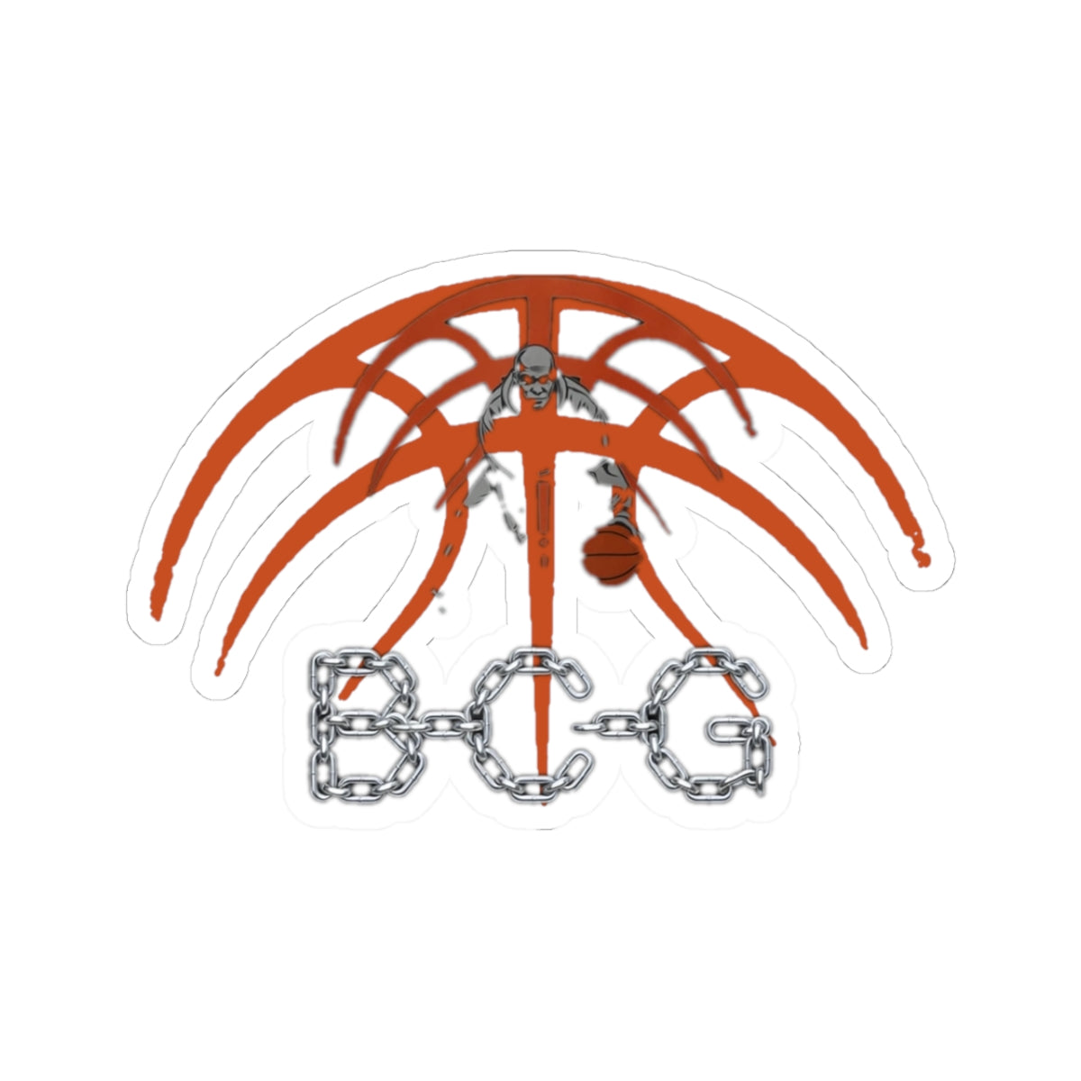 Basketball Skull Sticker — BCG Chain Logo Kiss-Cut Decal