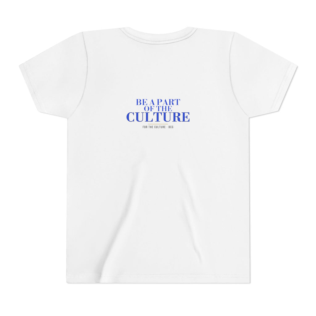 ML Tee – Be A Part Serif Cut Back (White) – Youth