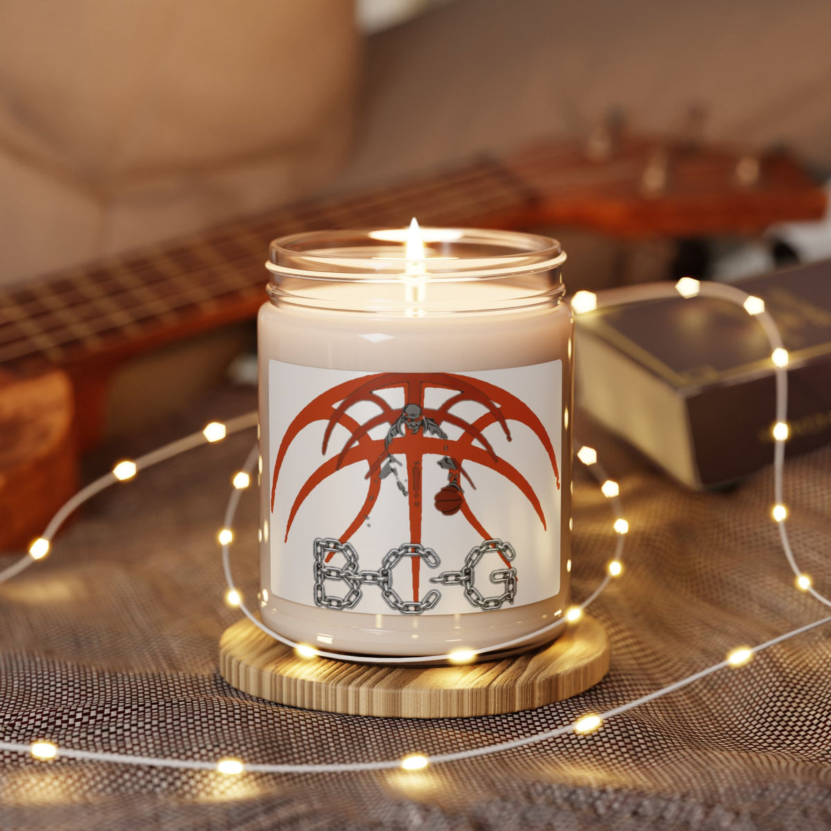 B.C.G. Palm Cross Soy Candle — 9oz Scented Jar (Decorative Gothic Palm Design)