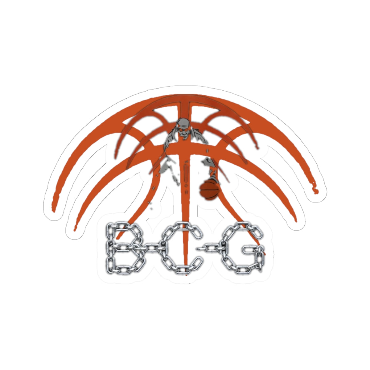 Basketball Skull Sticker — BCG Chain Logo Kiss-Cut Decal