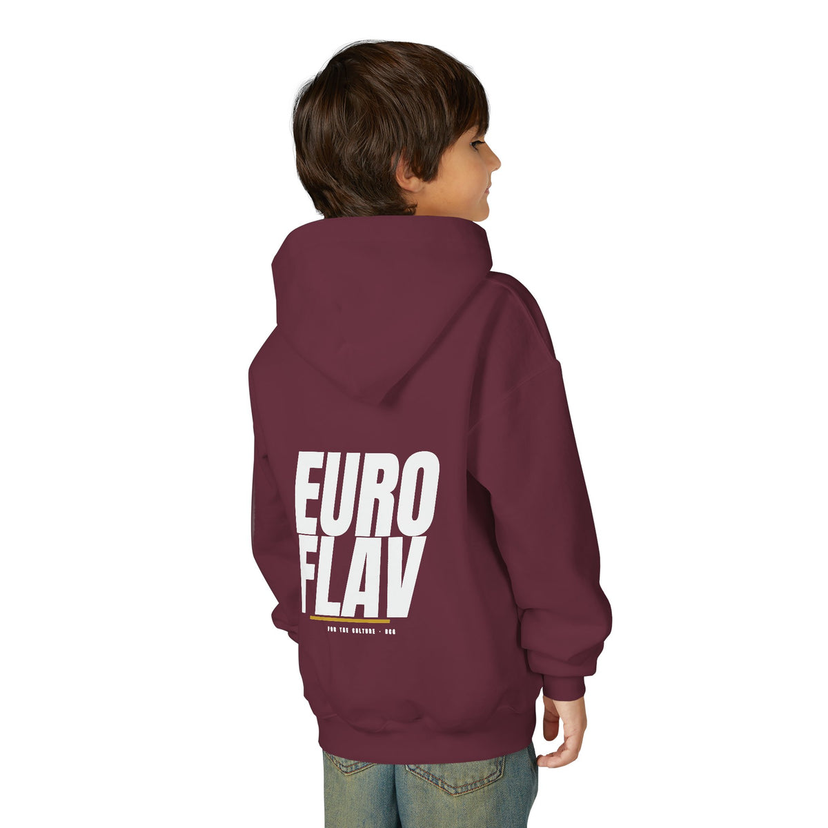 Euro Flav Hoodie – Dem Boys Script (Maroon) – Youth