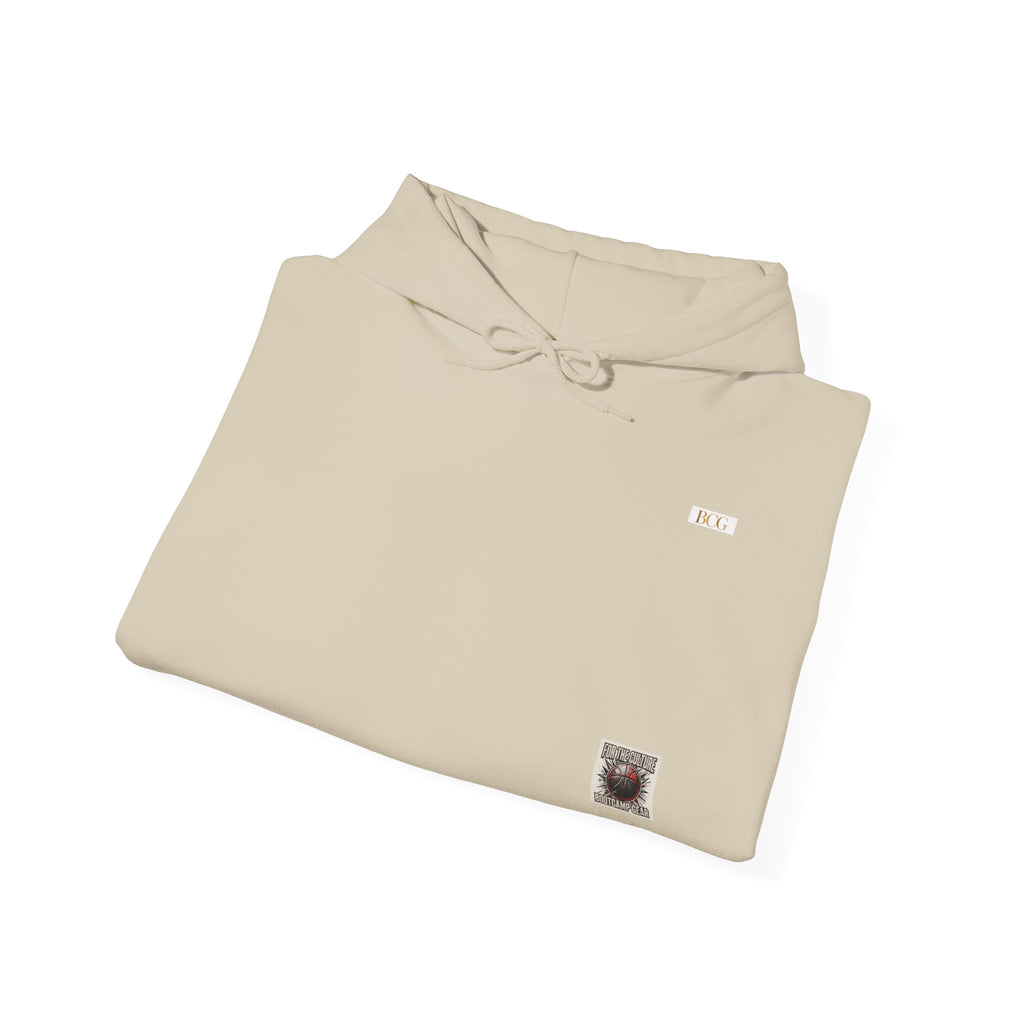 Minimal Tiny Text Hoodie — Subtle 'RL' Embroidered Logo, Cozy White Pullover
