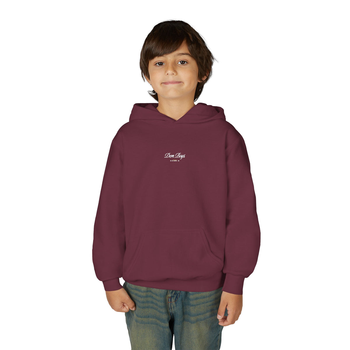 Euro Flav Hoodie – Dem Boys Script (Maroon) – Youth