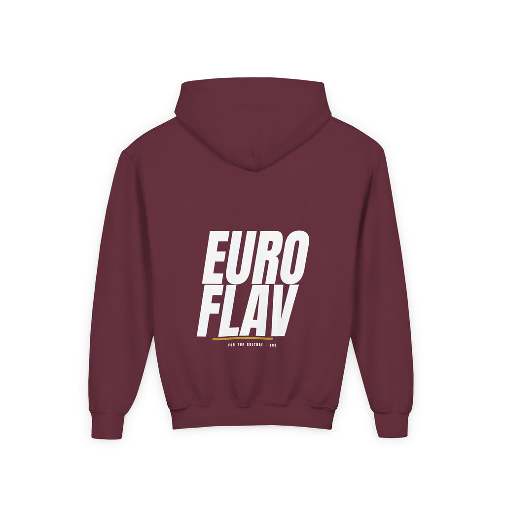 Euro Flav Hoodie – Dem Boys Script (Maroon) – Youth