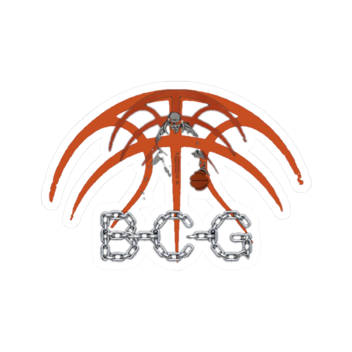 Basketball Skull Sticker — BCG Chain Logo Kiss-Cut Decal