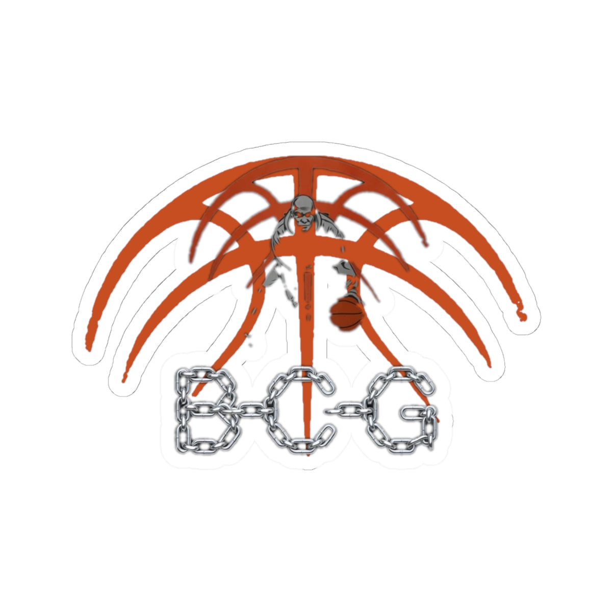 Basketball Skull Sticker — BCG Chain Logo Kiss-Cut Decal