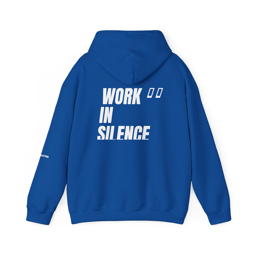 ML Hoodie – Work In Silence Back (Royal)