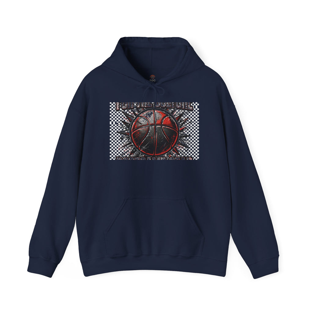 Basketball Graphic Hoodie – "Nothing But Net" Retro Court Design