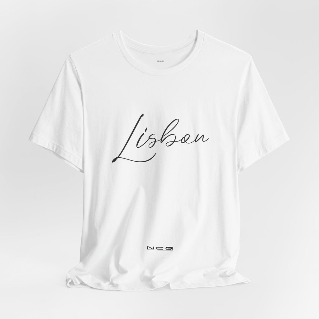 NCG Tee – Lisbon Script (White)