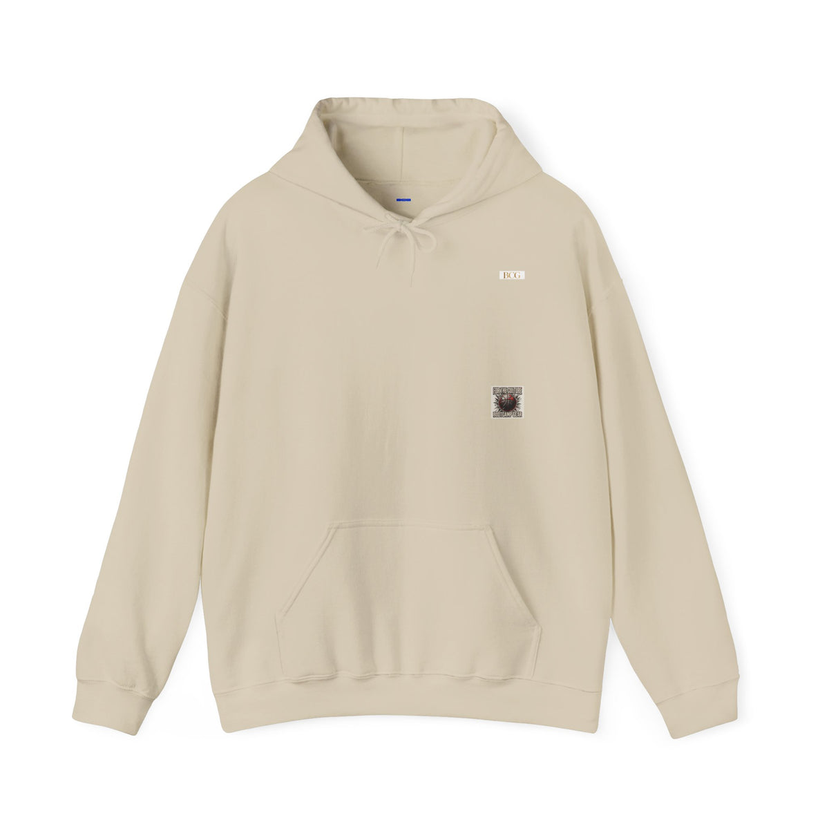 Minimal Tiny Text Hoodie — Subtle 'RL' Embroidered Logo, Cozy White Pullover