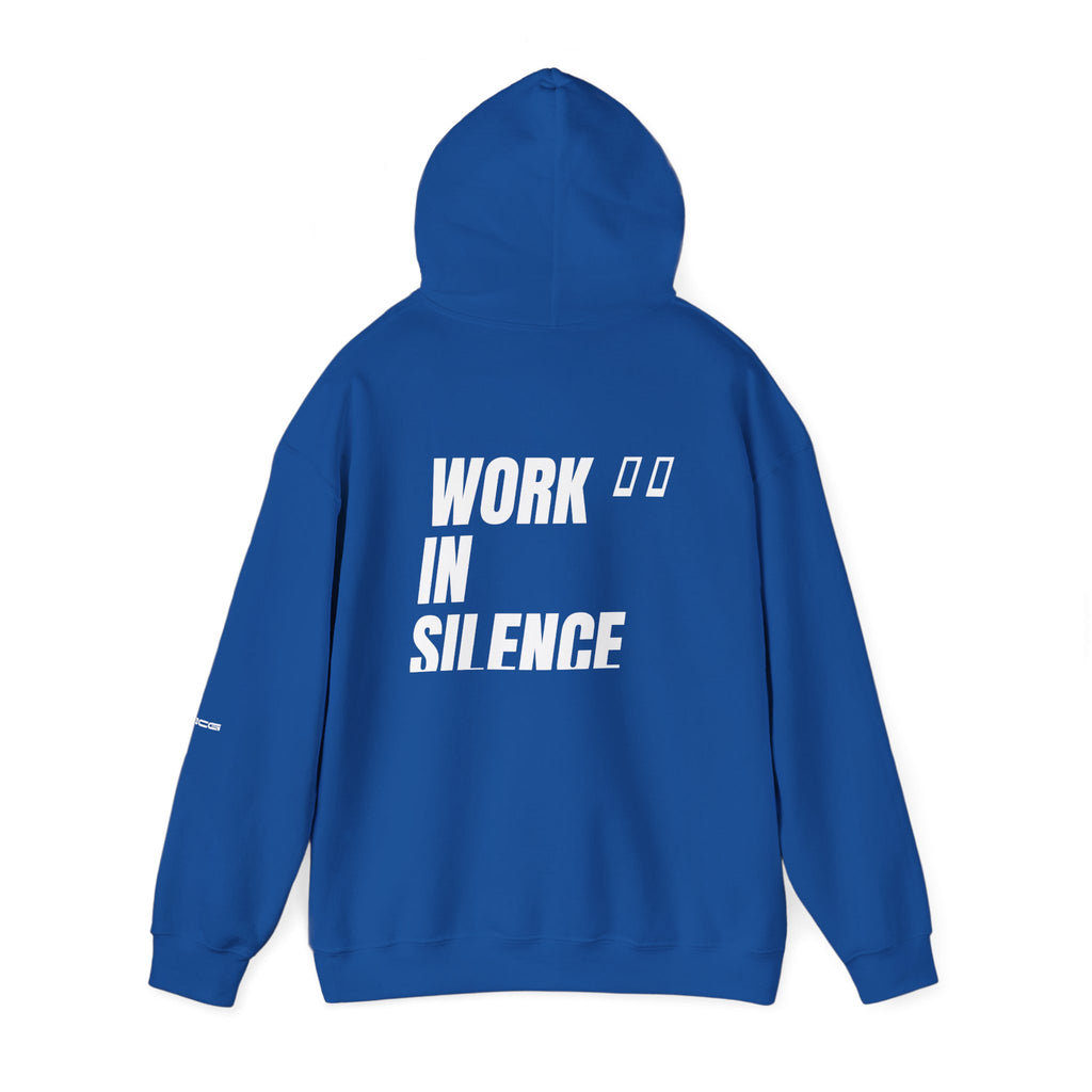 ML Hoodie – Work In Silence Back (Royal)