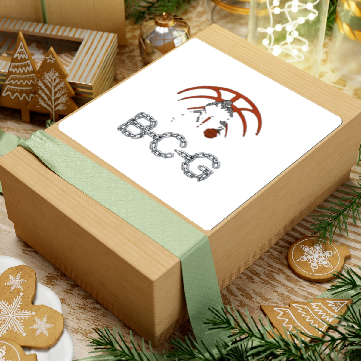 Basketball Skull Sticker — BCG Chain Logo Kiss-Cut Decal