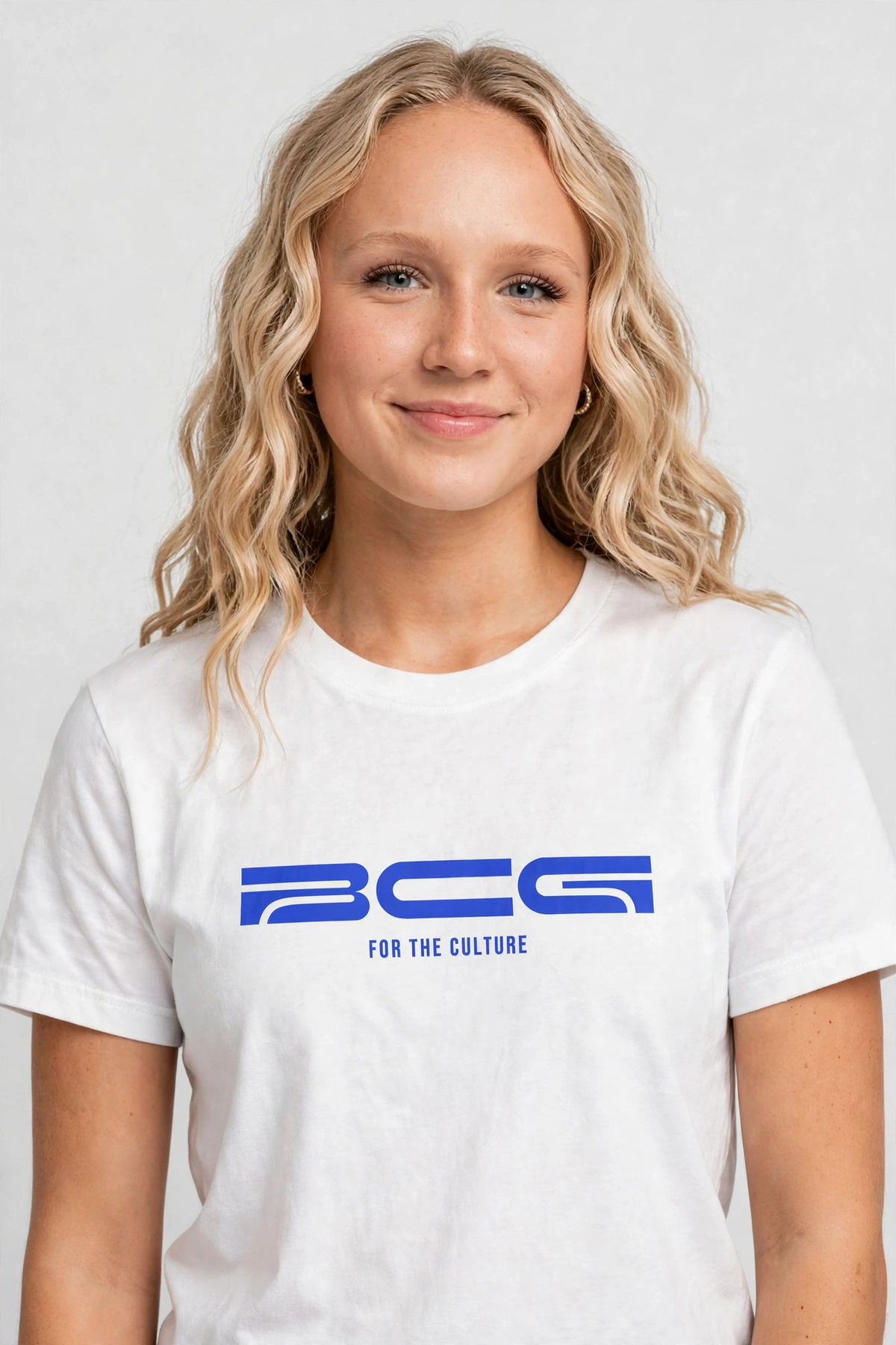 Harper wearing the BCG Tee - White