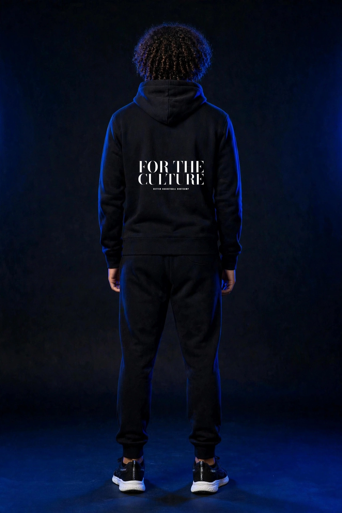 Michael wearing the BBC Stadium Arch Hoodie – Black (back)