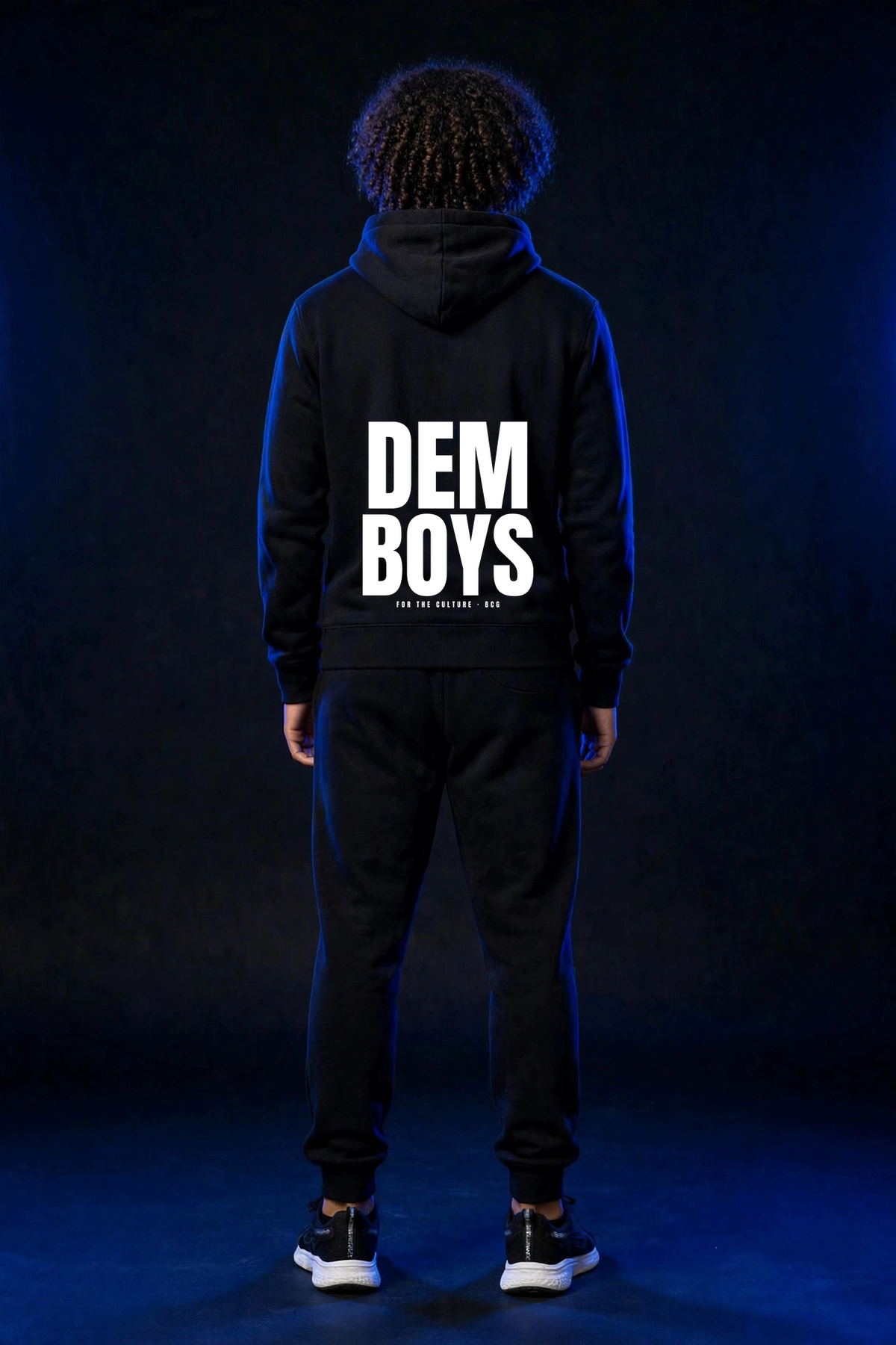 Michael wearing the DEM BOYS Hoodie – BCG Left Chest (Black) (back)