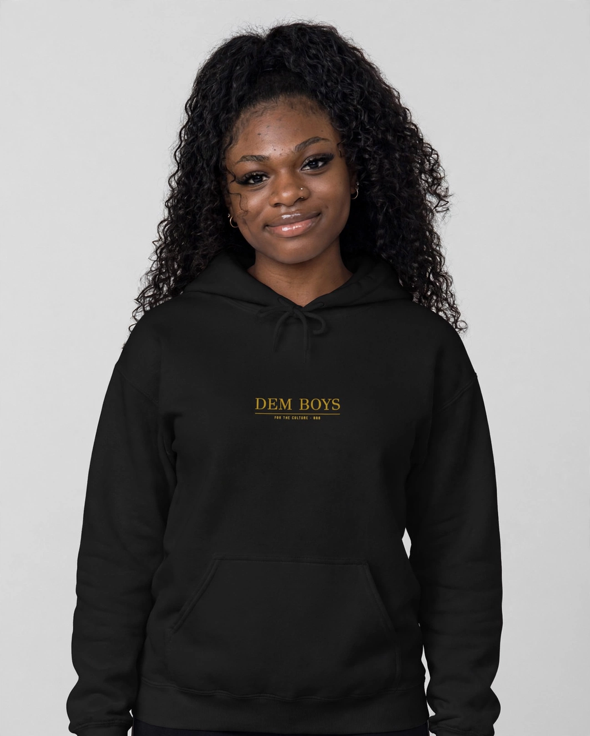 PA wearing the DEM BOYS Hoodie – Didot (Black), front view