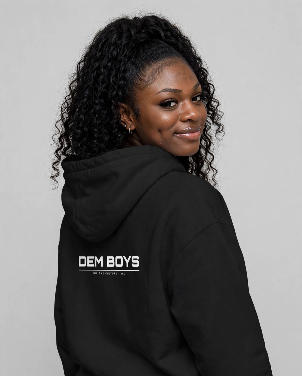 PA wearing the DEM BOYS Hoodie – Orbitron (Black), back view