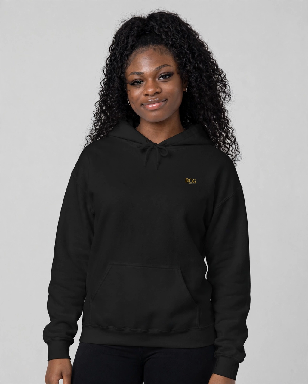 PA wearing the Keep Your Mind Right Hoodie – Didot (Black), front view