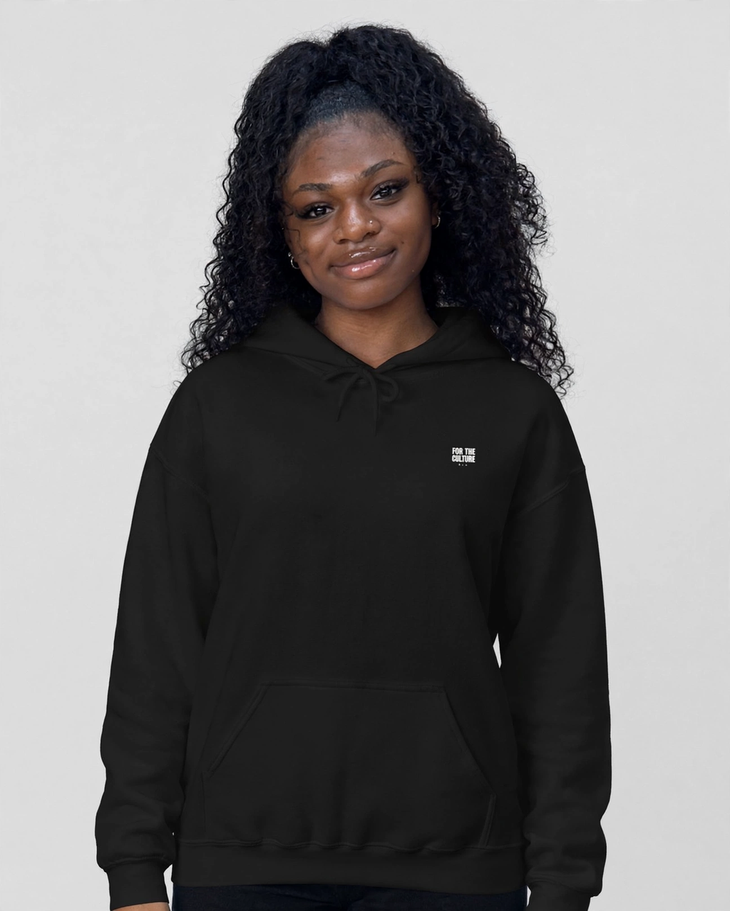 PA wearing the Family First Hoodie – Kristi (Black), front view
