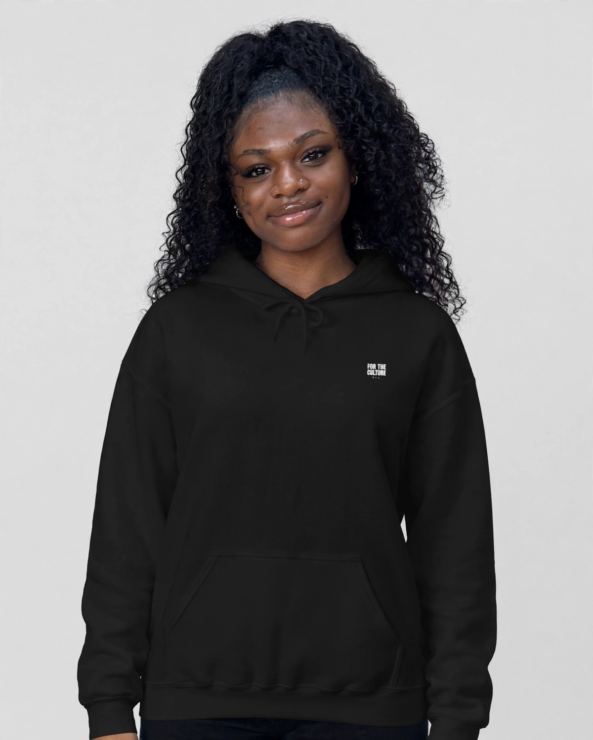 PA wearing the Family First Hoodie – Kristi (Black), front view