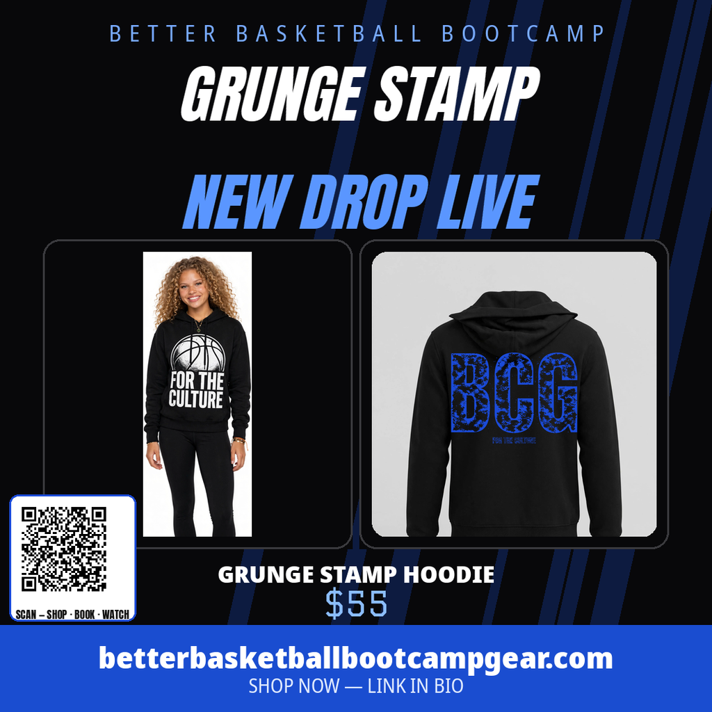 Amara wearing the BCG Grunge Stamp Hoodie – Black