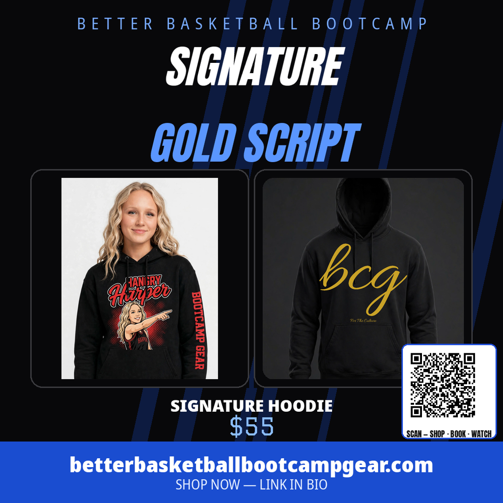 Harper wearing the BCG Signature Hoodie – Black