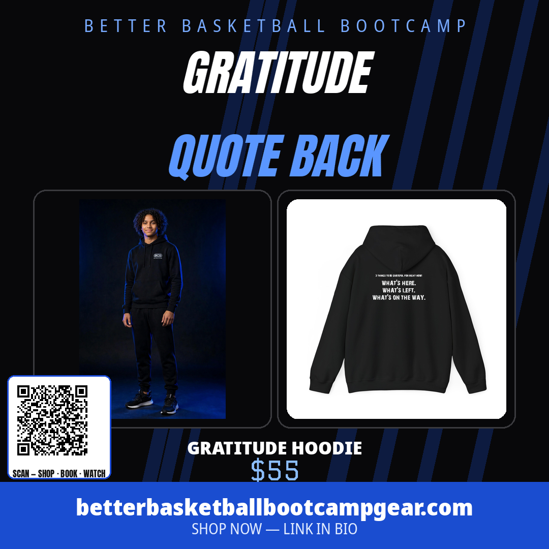 Michael wearing the Gratitude Hoodie – Black