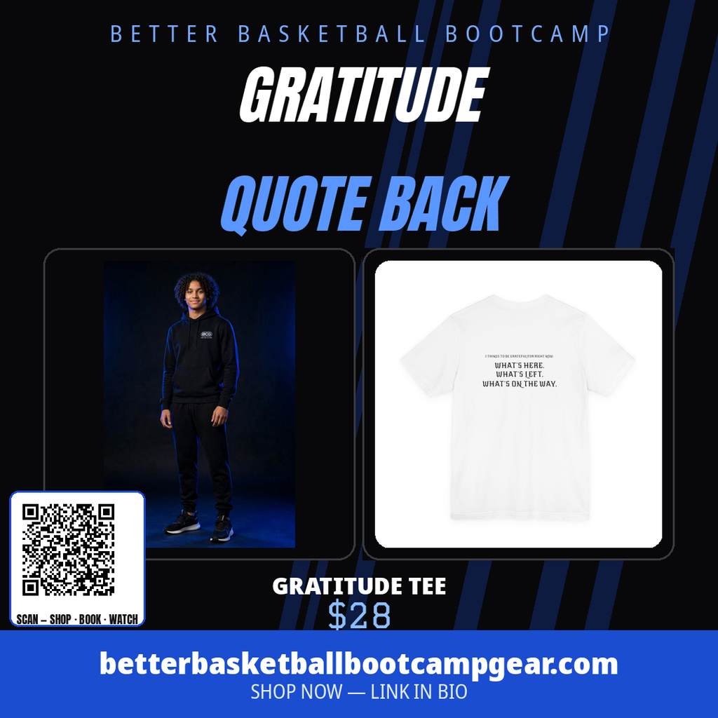 Michael wearing the Gratitude Tee – White